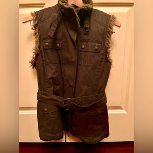 Banana Republic waxed vest with faux fur lining size S